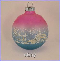 Beautiful Vintage SILENT NIGHT Unsilvered Stencil Shiny Brite Christmas Ornament