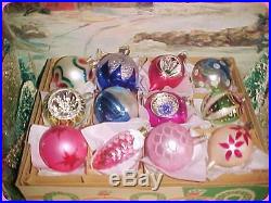 Beautiful Vtg Antique Poland Indents & Tips Pink Pinecone Glass Xmas Ornaments