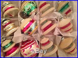 Best Box 12 Vintage OLD Antique Xmas Tree Ornaments Shiny Brite FROSTY MICA