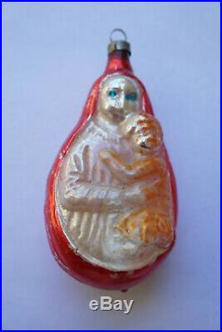 Blessed Virgin Mary & Baby Jesus Antique German Glass Christmas Ornament