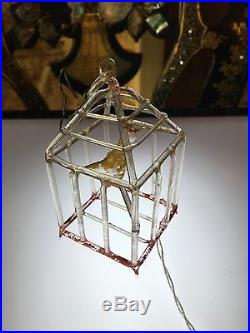 Blown Glass Antique Christmas Bird Cage Ornament