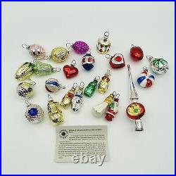 Blown Glass Christmas Ornaments Set 22 & Tree Topper Smithsonian Vintage RARE