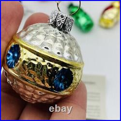 Blown Glass Christmas Ornaments Set 22 & Tree Topper Smithsonian Vintage RARE