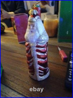 Blown Glass Old World Santa Father Christmas Ornament Red Gold Glitter Germany
