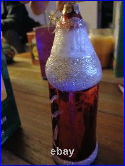 Blown Glass Old World Santa Father Christmas Ornament Red Gold Glitter Germany