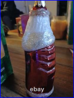 Blown Glass Old World Santa Father Christmas Ornament Red Gold Glitter Germany