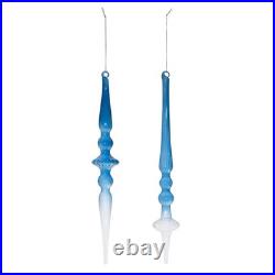 Blue Ombre Glass Finial Drop Ornament (Set of 12)