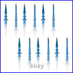 Blue Ombre Glass Finial Drop Ornament (Set of 12)