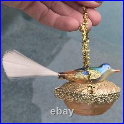 Blumchen Inge-Glas Blue bird In nest glass Vintage Christmas ornament German