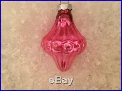 Box 10 Vtg. Embossed Glass Shiny Brite Xmas Ornaments Lantern Spinner Colors USA