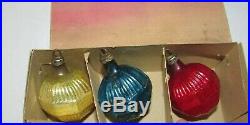Box 12 Antique Feather Tree Xmas Ornaments Mercury Glass Bumpy Ribbed Indent etc