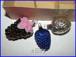 Box 12 Antique Feather Tree Xmas Ornaments Mercury Glass Bumpy Ribbed Indent etc