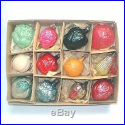 Box 12 Antique Figural Feather Tree Glass Christmas Ornaments