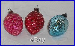 Box 12 Antique MERCURY GLASS CHRISTMAS ORNAMENTS Feather Tree PINE CONES GRAPES+