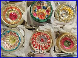 Box 12 Antique Poland Germany Christmas Glass Indent Ornaments Glitter Reflector