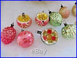 Box 12 Antique Vtg Glass Xmas Feather Tree Ornaments Bumpy Embossed PINK Germany