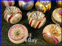 Box 12 Large Vintage Shiny Brite Mica Snow Indents Glass Christmas Ornaments