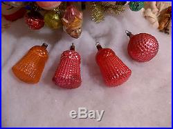 Box 12 RARE Antique Bumpy Glass German Xmas Ornaments Embossed