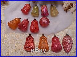 Box 12 RARE Antique Bumpy Glass German Xmas Ornaments Embossed