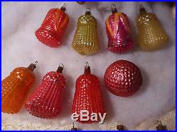 Box 12 RARE Antique Bumpy Glass German Xmas Ornaments Embossed