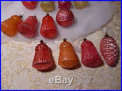 Box 12 RARE Antique Bumpy Glass German Xmas Ornaments Embossed