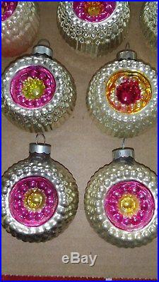 Box 12 Shiny Brite Bumpy dbl Indent Glass Vtg Christmas Ornaments