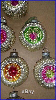 Box 12 Shiny Brite Bumpy dbl Indent Glass Vtg Christmas Ornaments