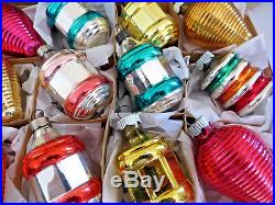 Box 12 Shiny Brite Corning SHAPES Lantern Spinning Top Glass Xmas Ornaments