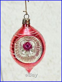 Box 12 Vintage/Antique Mica Glass Indents Christmas Ornaments Poland Teardrop