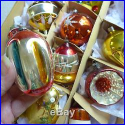 Box 12 Vtg Blown Glass BIRD Xmas Ornaments Germany & West Bell Figural Mica USA