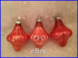 Box 12 Vtg Embossed Glass Shiny Brite Xmas Ornaments Lantern Spinner Colors USA