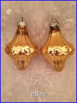 Box 12 Vtg Embossed Glass Shiny Brite Xmas Ornaments Lantern Spinner Free Ship