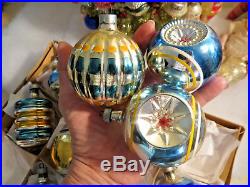 Box 12 Vtg Premier Glass Xmas Ornaments Lantern Star Indent Bell Melon Shapes