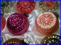 Box 12 Vtg. Shiny Brite Bumpy Glass Xmas Ornaments Double Indents Stars MICA