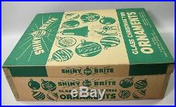 Box 12 Vtg Shiny Brite UNSILVERED Bell/Tree Shape withMICA Xmas Ornaments WWII Era