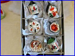 Box 6 Vtg West Germany Nubby Embossed Glass Xmas Ornament Carousels House indent