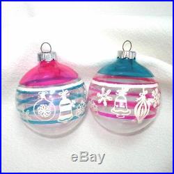 Box Shiny Brite Unsilvered Stenciled Glass Christmas War Ornaments