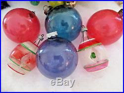 Box Vtg WW2 Unsilvered Glass Christmas Ornaments Shiny Brite Stripes Premier