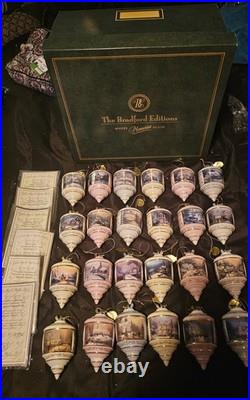 Bradford Editions 2001 Thomas Kinkade Set Of 24 Glass Heirloom Ornaments