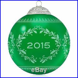 CHRISTMAS COMMEMORATIVE 2015 Hallmark Ornament Glass Ball Green NIB
