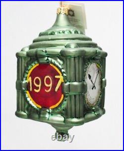 CHRISTOPHER RADKO 1997 Marshall Fields Clock Glass Christmas Ornament withTAG