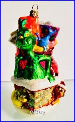 CHRISTOPHER RADKO Dr. Seuss Up On The Rooftop Grinch Glass Christmas Ornament