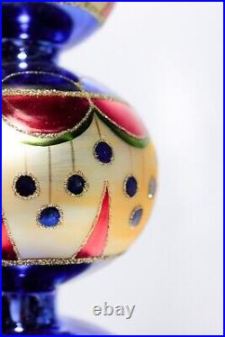 CHRISTOPHER RADKO On A Mission Finial Glass Christmas Tree topper Ornament RARE