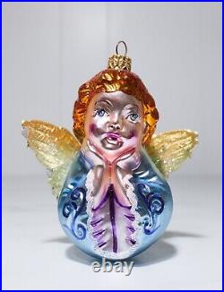 CHRISTOPHER RADKO Sweet Dreams Angel with Foil Wings Glass Christmas Ornament
