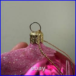 CHRISTOPHER RADKO Tropical Fish Glass Christmas Ornament Pink with Glitter