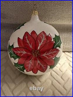 CHRISTOPHER Radko Christmas Poinsettia Ball Christmas Ornament 5