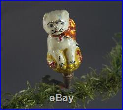 Cat on Clip Christmas Glass Ornament Germany Lauscha, ca. 1920/30 (# 11467)