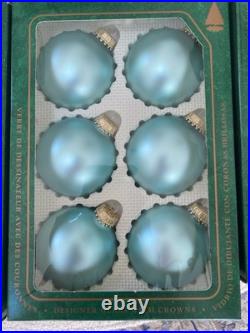 Christmas By Krebs Vintage Glass Ornament Lot Frost Shiny Pink Blue white