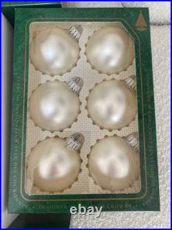 Christmas By Krebs Vintage Glass Ornament Lot Frost Shiny Pink Blue white