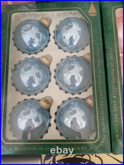 Christmas By Krebs Vintage Glass Ornament Lot Frost Shiny Pink Blue white